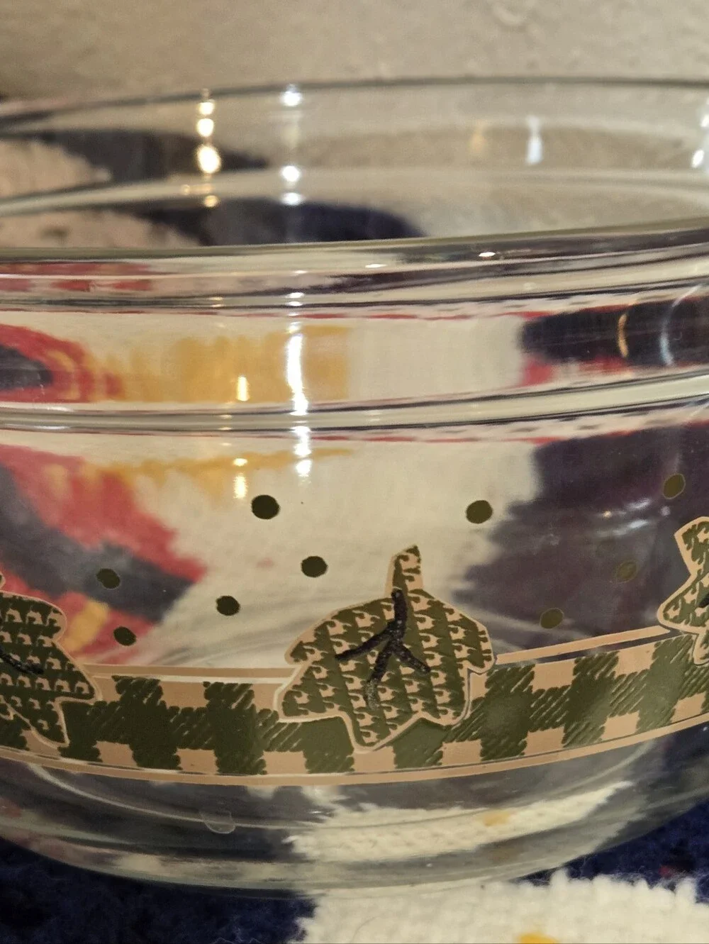 VTG Anchor Hocking Ovenware Glass Mix Bowls Grn Leaf 1.5Qt 2.5Qt Hosting Baking